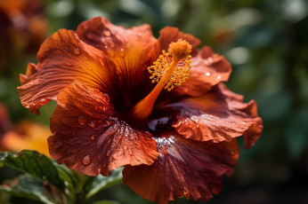 Картинка цветы гибискусы капли гибискус макро