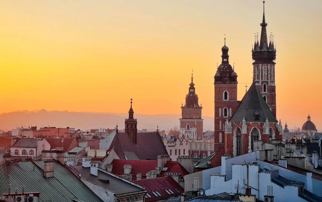 Обои картинки фото города, краков , польша, панорама