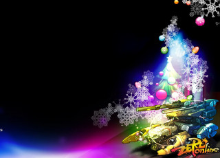 обоя видео игры, zero online, техника, оружие, снежинки, ёлка, новый, год, шарики