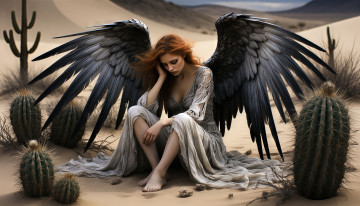 обоя девушка, 3д графика, ангел , angel, взгляд, фигурка, ножки, позирует, ангел