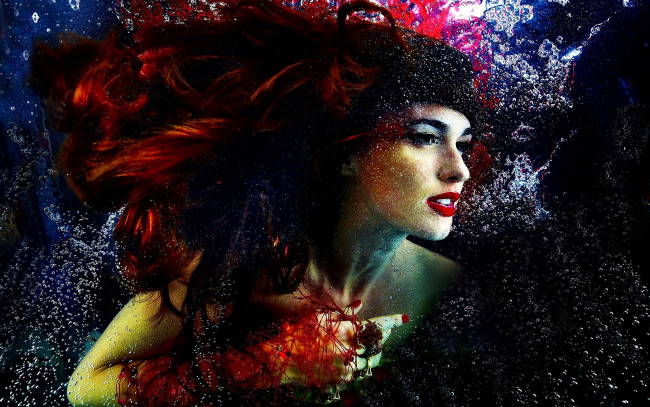 Обои картинки фото разное, компьютерный дизайн, девушка, вода, пузыри