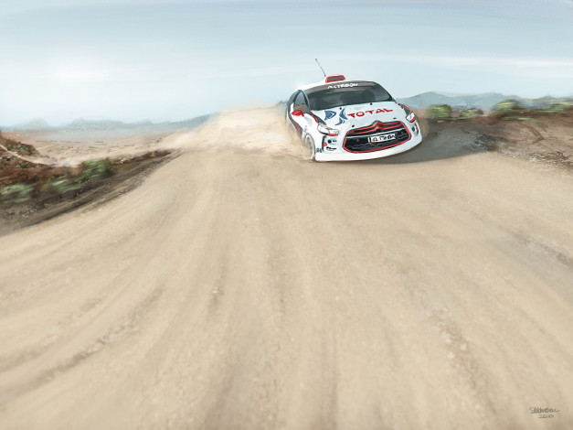 Обои картинки фото рисованные, авто, мото, ралли, пустыня