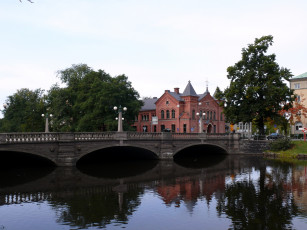 Картинка швеция оrebro города мосты мост река дома