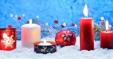Картинка праздничные новогодние свечи праздник шарик подсвечники