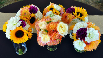 Картинка цветы букеты композиции розы георгины