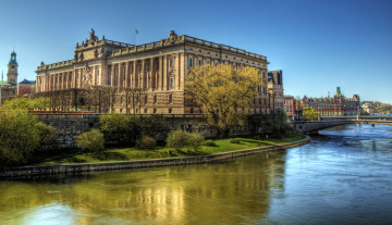 Картинка города стокгольм швеция дома ландшафт мост река