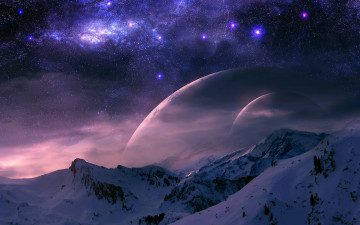 Картинка разное компьютерный дизайн планеты облака горы