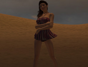 Картинка 3д+графика люди+ people девушка взгляд фон пустыня вечер