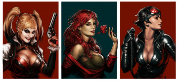 Картинка рисованное комиксы poison ivy catwoman selina kyle batman dc comics Ядовитый плющ harley quinn