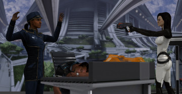 Картинка 3д+графика фантазия+ fantasy взгляд девушки мужчина оружие