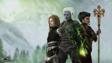 Картинка 3д+графика эльфы+ elves девушки взгляд эльфы шест небо