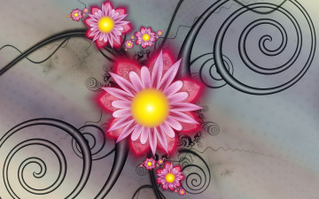 Картинка 3д+графика цветы+ flowers цвета фон узор