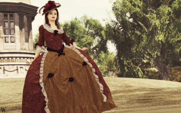 Картинка 3д+графика люди+ people девушка платье шляпа фон взгляд