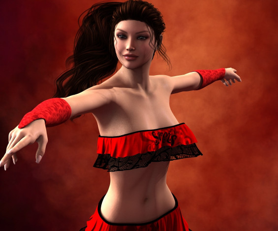 Обои картинки фото 3д графика, люди , people, девушка, взгляд, фон, улыбка