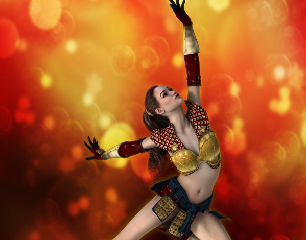 Обои картинки фото 3д графика, люди , people, взгляд, девушка, поза, фон