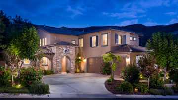 Картинка города -+здания +дома вечер двор особняк дом