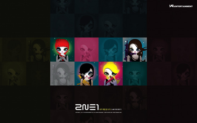 Обои картинки фото музыка, 2ne1, шарж