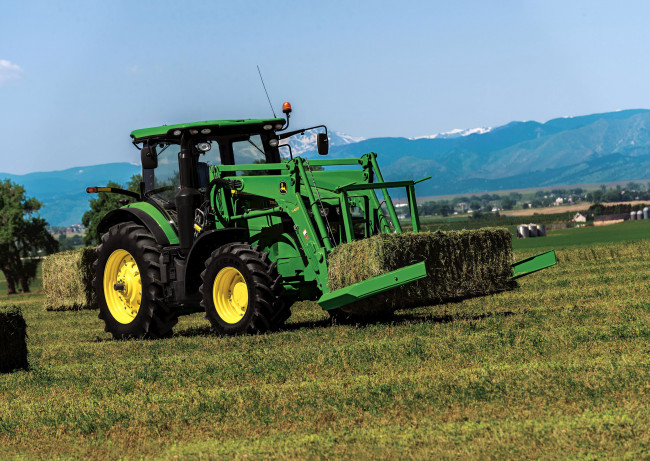 Обои картинки фото техника, фронтальные погрузчики, john, deere