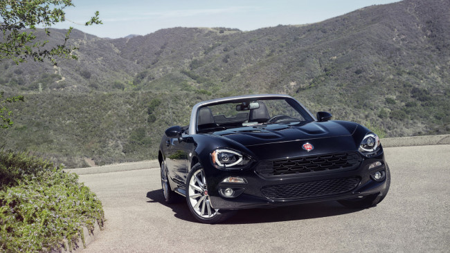 Обои картинки фото fiat 124 spider 2017, автомобили, fiat, 124, 2017, чёрный, spider