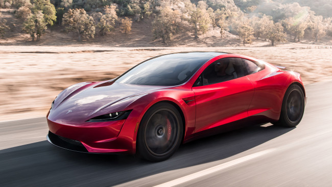 Обои картинки фото tesla roadster 2019, автомобили, tesla, красный, 2019, roadster