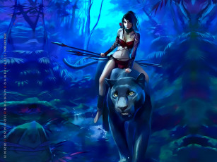 Картинка календари фэнтези копье оружие девушка 2019 хищник животное природа calendar