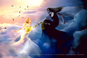 Картинка календари фэнтези оружие убийство calendar 2019 девушка небо облако