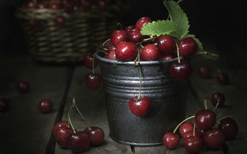 Картинка еда вишня +черешня капли ведерко