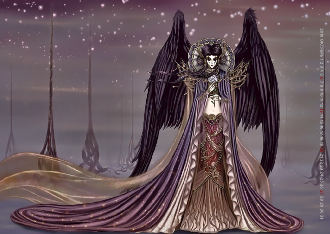 Обои картинки фото календари, фэнтези, 2019, девушка, calendar, крылья