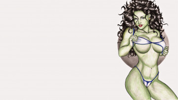 Картинка рисованное elberty+oliveira девушка фон взгляд купальник