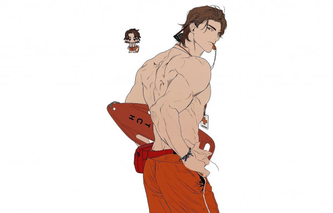 Обои картинки фото аниме, unknown,  другое , парень, свисток, очки