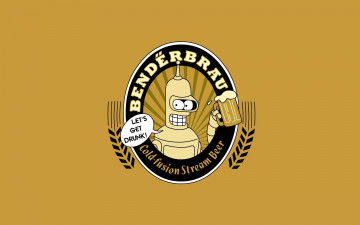 обоя мультфильмы, futurama, бендер, робот, пиво
