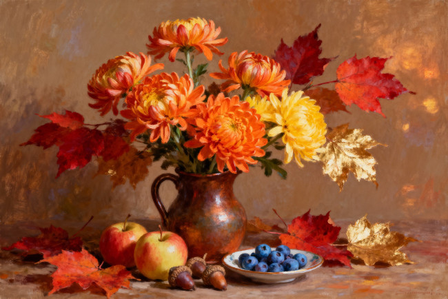 Обои картинки фото рисованное, живопись, нейросеть, натюрморт
