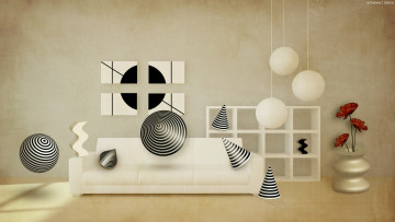 Картинка 3д графика realism реализм диван ваза