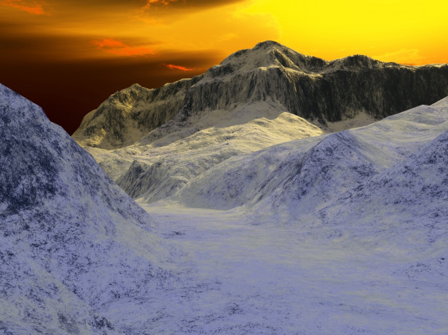 Обои картинки фото 3д, графика, nature, landscape, природа, снег, горы