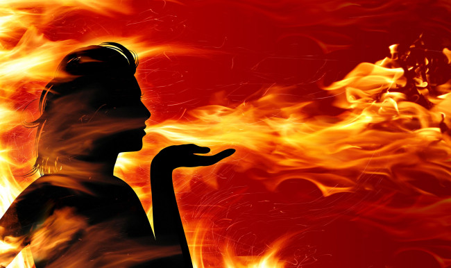 Обои картинки фото 3д, графика, другое, дыхание, огонь, девушка
