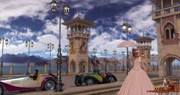 Картинка 3д графика people люди the-bus-stop