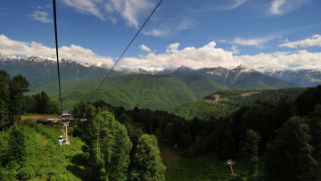 Картинка природа горы подъемник лес