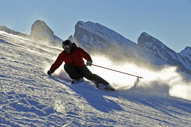 Обои картинки фото спорт, лыжный, снег, спуск