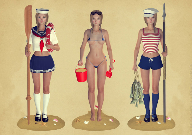 Обои картинки фото 3д, графика, people, люди, lifes, a, beach