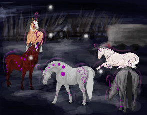 Картинка рисованные животные +сказочные +мифические фон единороги