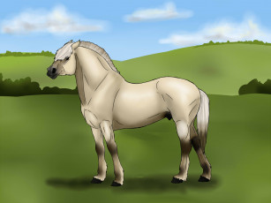 Картинка рисованные животные +лошади лошадь