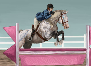 Картинка рисованные животные +лошади наездник лошадь