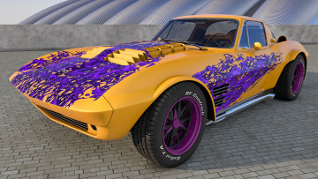 Картинка автомобили 3д sport corvette chevrolet 1964 grand