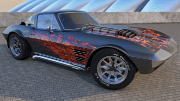 Картинка автомобили 3д sport grand corvette chevrolet 1964