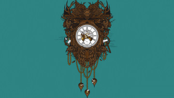 Картинка рисованные минимализм часы лев стрелки