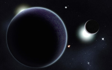 Картинка космос арт light darkness sci fi planet stars shadow