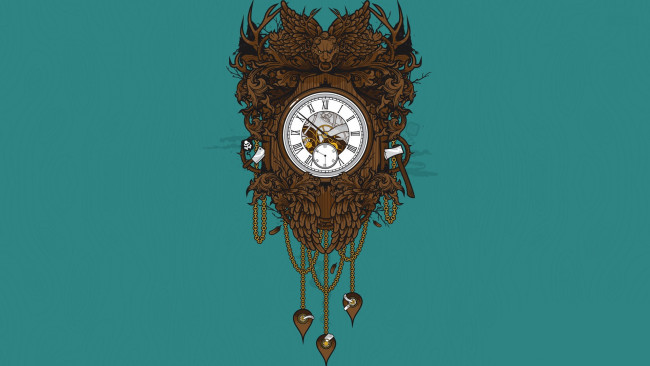 Обои картинки фото рисованные, минимализм, часы, лев, стрелки