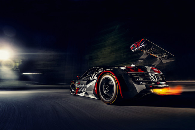 Обои картинки фото спорт, автоспорт, apr, audi, r8, гонка, ночь