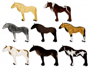 Картинка рисованное животные +лошади фон лошади