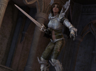 Картинка 3д+графика фантазия+ fantasy доспехи оружие фон взгляд девушка